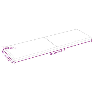 vidaXL Wandregal Dunkelbraun 200x60x(2-4)cm Massivholz Eiche Behandelt