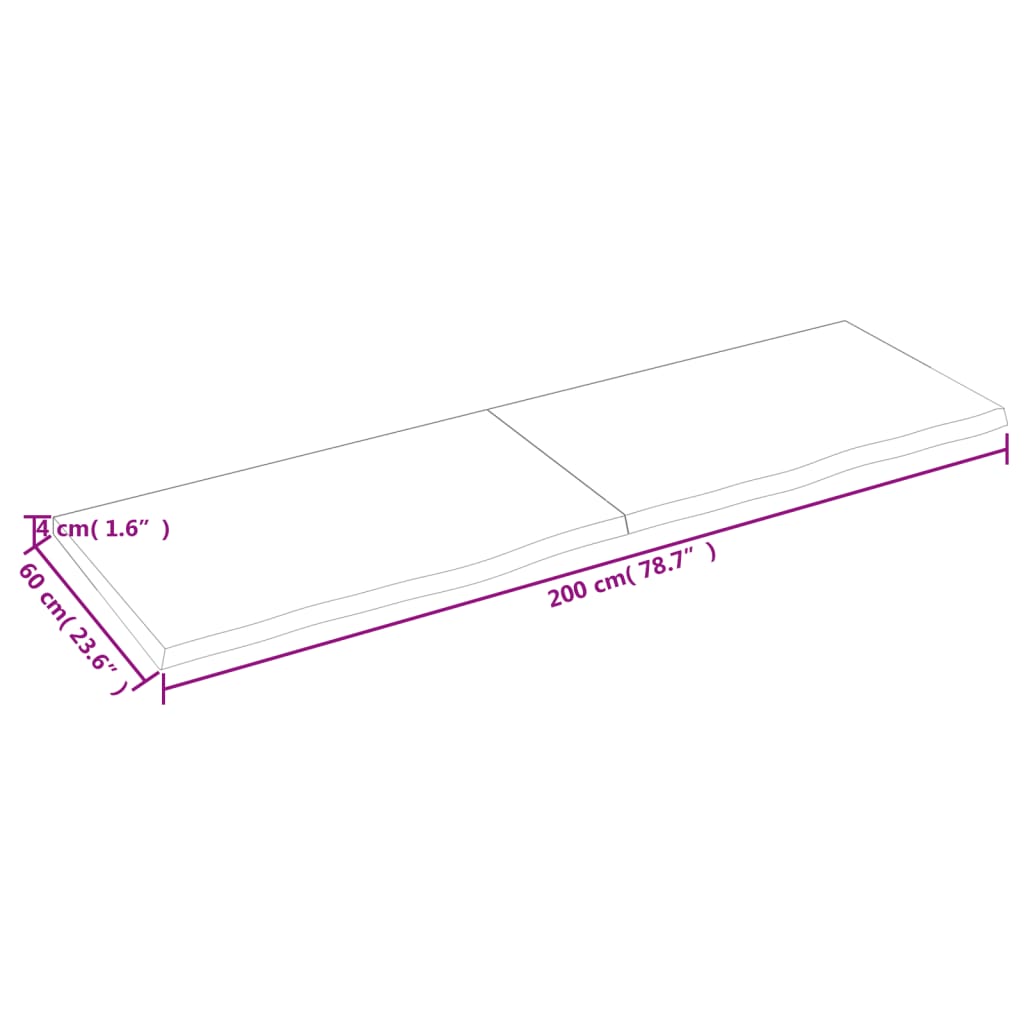 vidaXL Wandregal Dunkelbraun 200x60x(2-4)cm Massivholz Eiche Behandelt