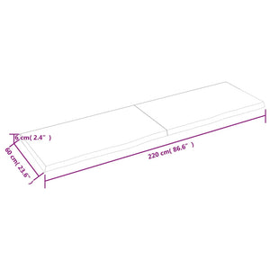 vidaXL Wandregal Dunkelbraun 220x60x(2-6)cm Massivholz Eiche Behandelt