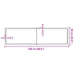 vidaXL Wandregal Dunkelbraun 220x60x(2-6)cm Massivholz Eiche Behandelt