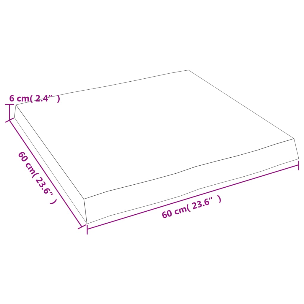 vidaXL Tischplatte 60x60x(2-6) cm Massivholz Unbehandelt Baumkante