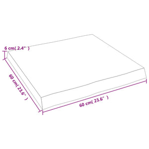 vidaXL Tischplatte 60x60x(2-6) cm Massivholz Unbehandelt Baumkante