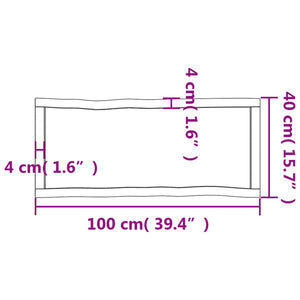 Tischplatte 100x40x(2-4) cm Massivholz Behandelt Baumkante Stilecasa