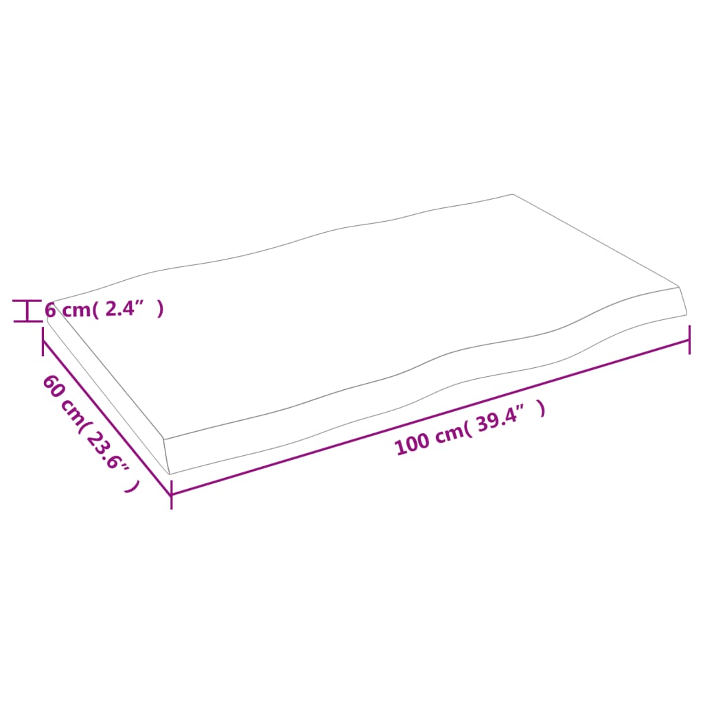 vidaXL Tischplatte 100x60x(2-6) cm Massivholz Behandelt Baumkante