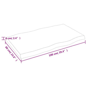 vidaXL Tischplatte 100x60x(2-6) cm Massivholz Behandelt Baumkante