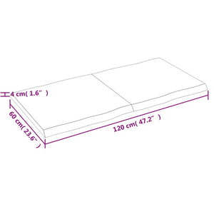 Tischplatte 120x60x(2-4) cm Massivholz Behandelt Baumkante Stilecasa