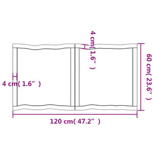 Tischplatte 120x60x(2-4) cm Massivholz Behandelt Baumkante Stilecasa