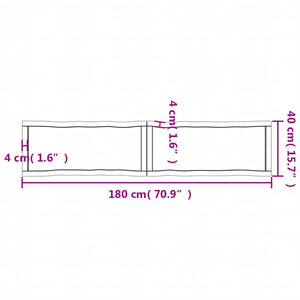 Tischplatte 180x40x(2-4) cm Massivholz Behandelt Baumkante Stilecasa