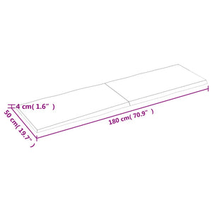 vidaXL Tischplatte 180x50x(2-4) cm Massivholz Behandelt Baumkante