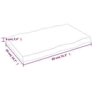 vidaXL Tischplatte 80x50x(2-6) cm Massivholz Behandelt Baumkante