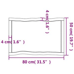 vidaXL Tischplatte 80x50x(2-6) cm Massivholz Behandelt Baumkante