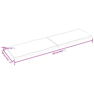 vidaXL Tischplatte 220x60x(2-4) cm Massivholz Behandelt Baumkante