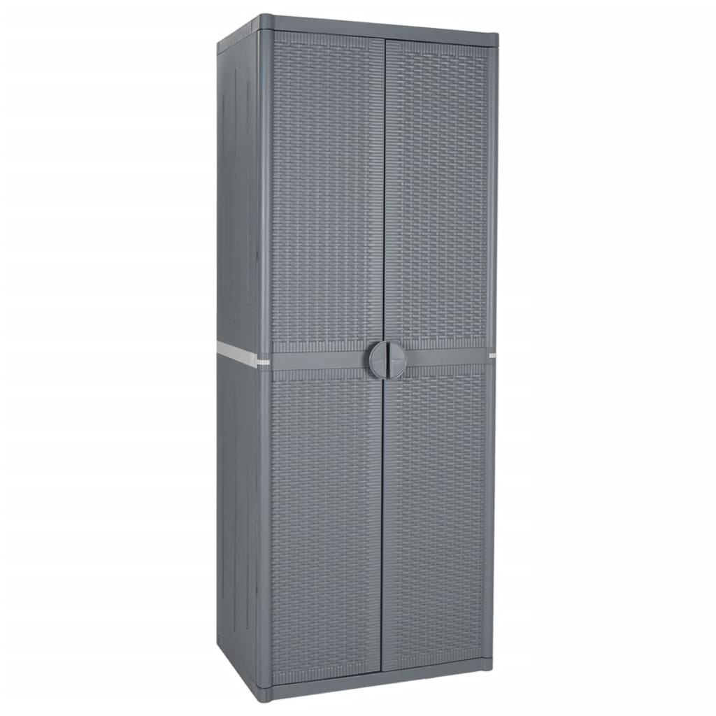 vidaXL Gartenschrank Grau 65x45x172 cm PP Rattan