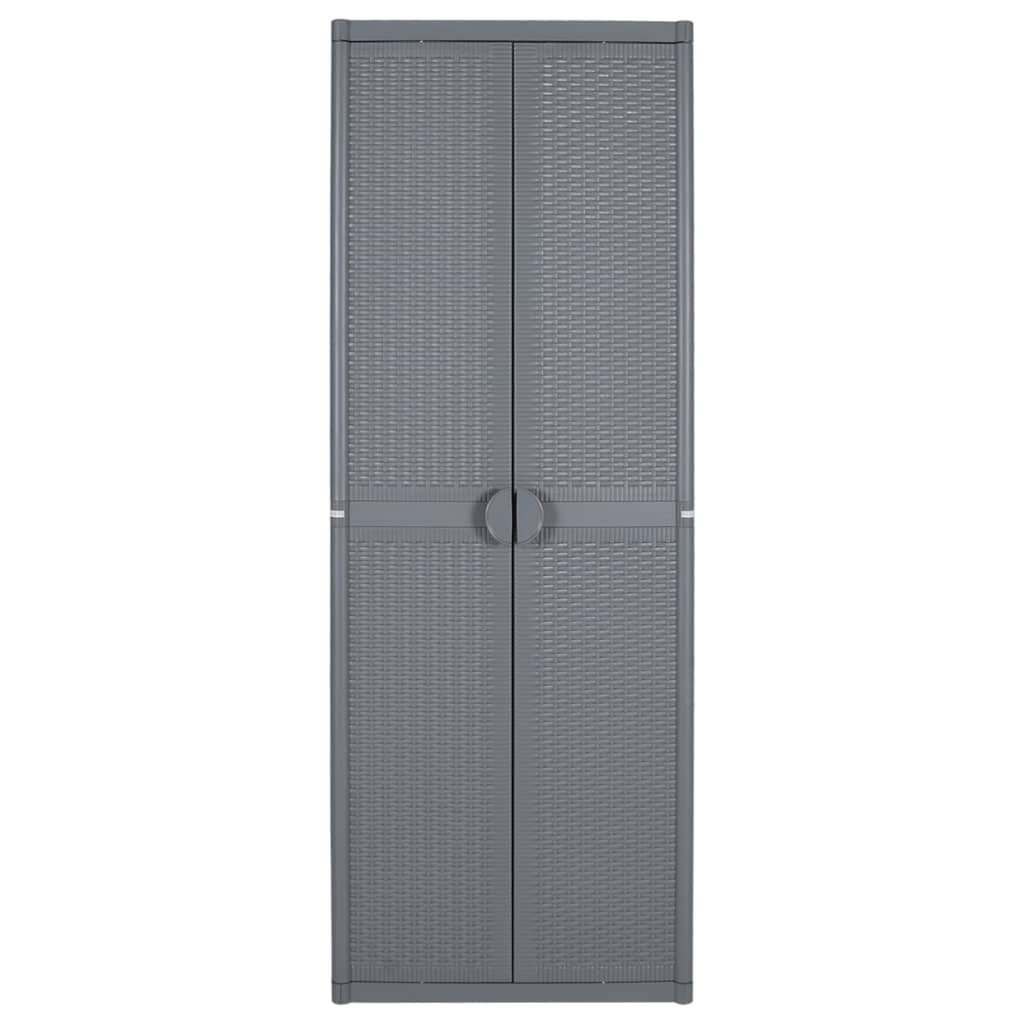 vidaXL Gartenschrank Grau 65x45x172 cm PP Rattan