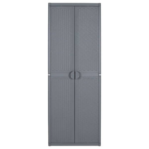 vidaXL Gartenschrank Grau 65x45x172 cm PP Rattan