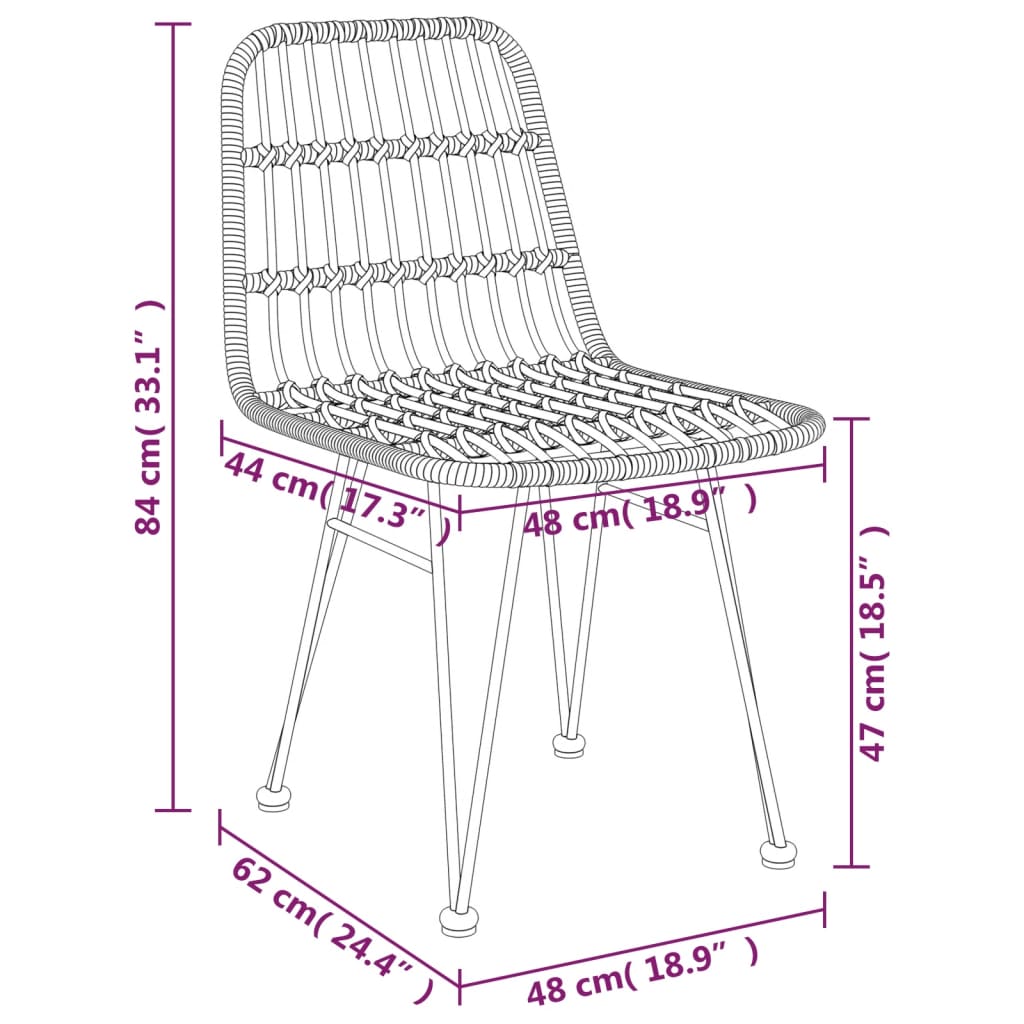 vidaXL 3-tlg. Garten-Essgruppe Schwarz Poly Rattan