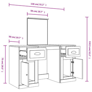 vidaXL Schminktisch mit Spiegel Betongrau 130x50x132,5 cm