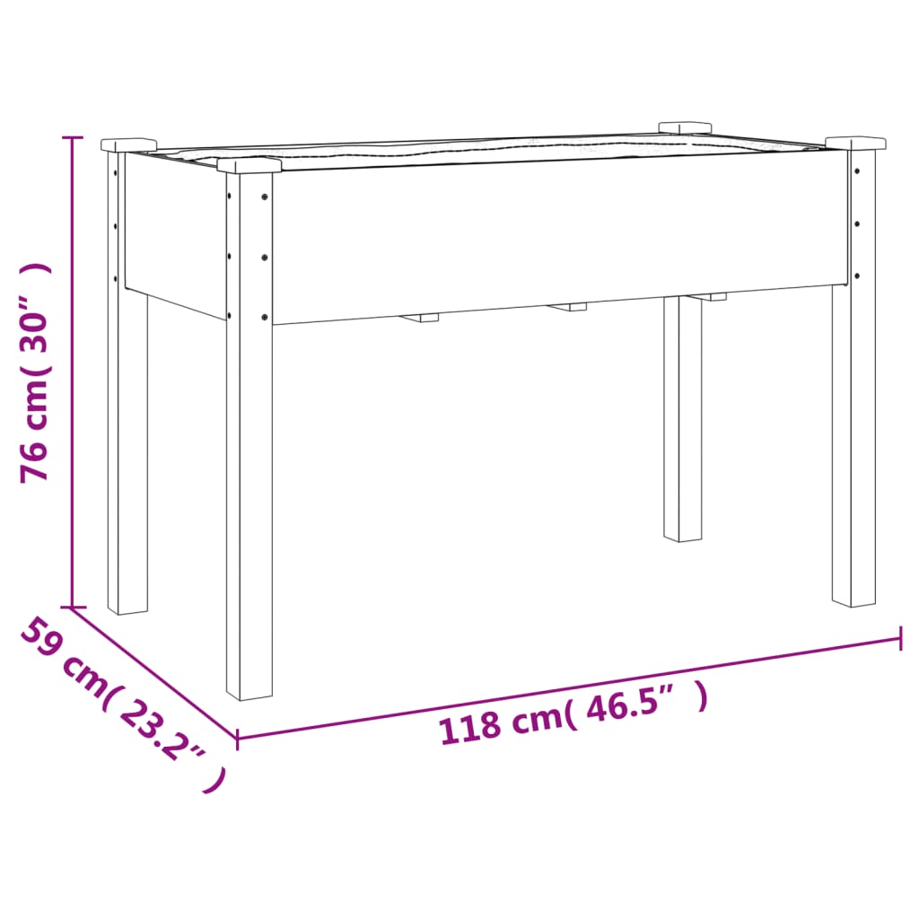 Pflanzkübel mit Einsatz Braun 118x59x76 cm Massivholz Tanne