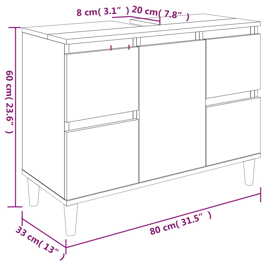 3-tlg. Badmöbel-Set Weiß Holzwerkstoff Stilecasa