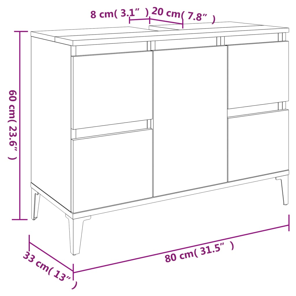 vidaXL 3-tlg. Badmöbel-Set Betongrau Holzwerkstoff