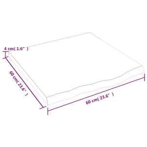 Tischplatte Hellbraun 60x60x(2-4) cm Massivholz Eiche Behandelt Stilecasa