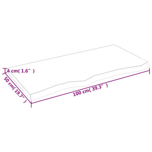 vidaXL Tischplatte Hellbraun 100x50x(2-4)cm Massivholz Eiche Behandelt