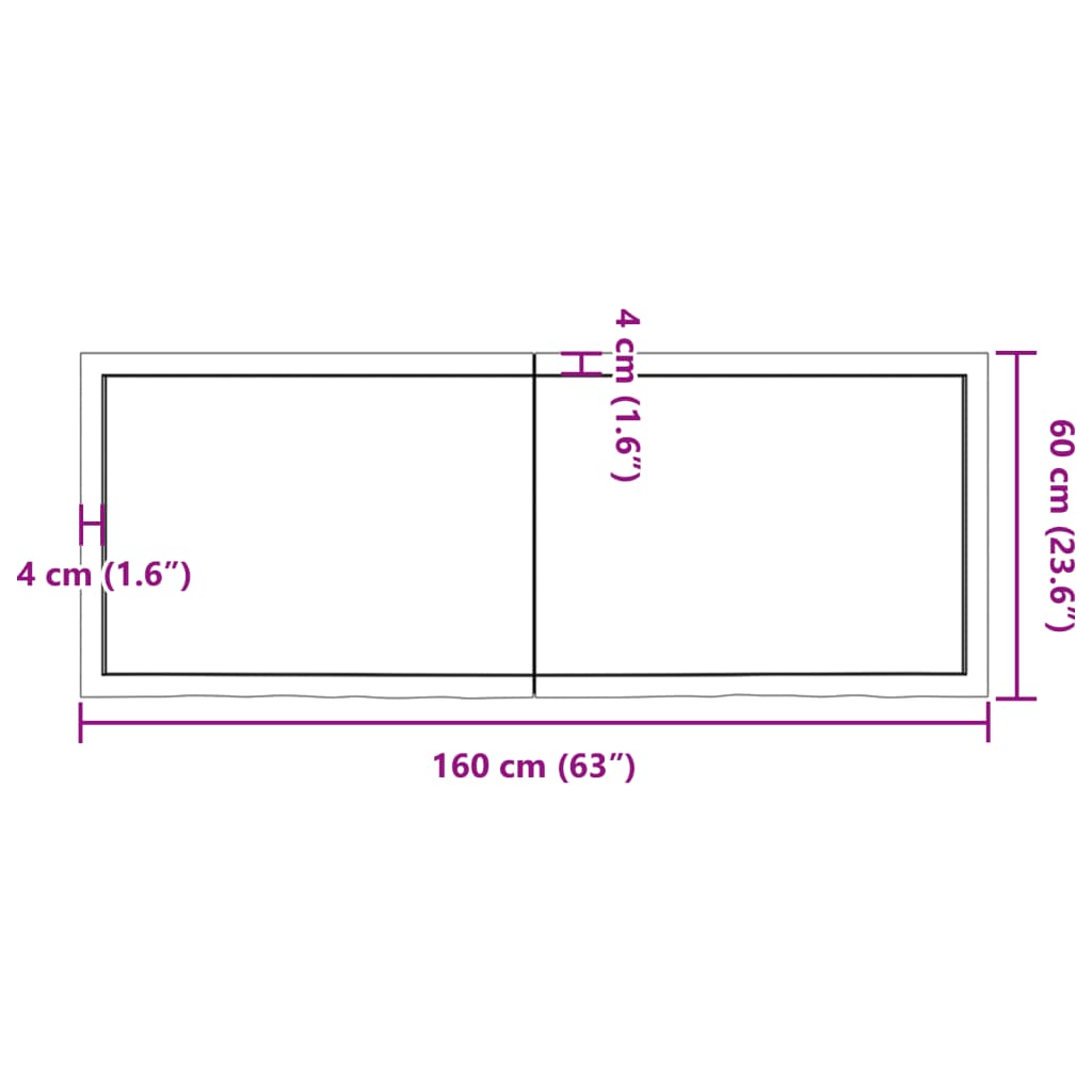 vidaXL Tischplatte Hellbraun 160x60x(2-4)cm Massivholz Eiche Behandelt