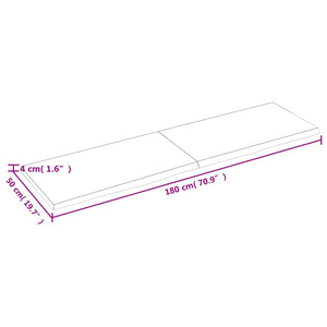 vidaXL Tischplatte Hellbraun 180x50x(2-4)cm Massivholz Eiche Behandelt