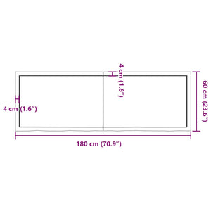 vidaXL Tischplatte Hellbraun 180x60x(2-4)cm Massivholz Eiche Behandelt