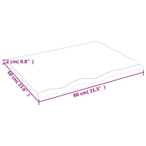 vidaXL Tischplatte Dunkelbraun 80x60x2 cm Massivholz Eiche Behandelt