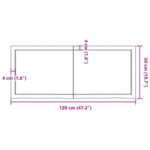 vidaXL Tischplatte Dunkelbraun 120x50x(2-4)cm Massivholz Eiche