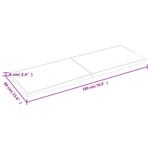 vidaXL Tischplatte Dunkelbraun 180x60x(2-6)cm Massivholz Eiche