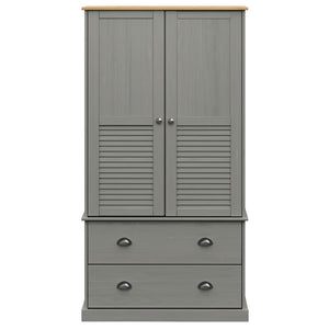 Kleiderschrank VIGO Grau 90x55x176 cm Massivholz Kiefer