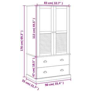 Kleiderschrank VIGO Grau 90x55x176 cm Massivholz Kiefer