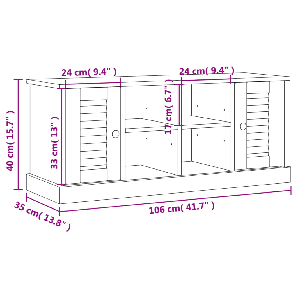 Schuhbank VIGO Weiß 106x35x45 cm Massivholz Kiefer Stilecasa