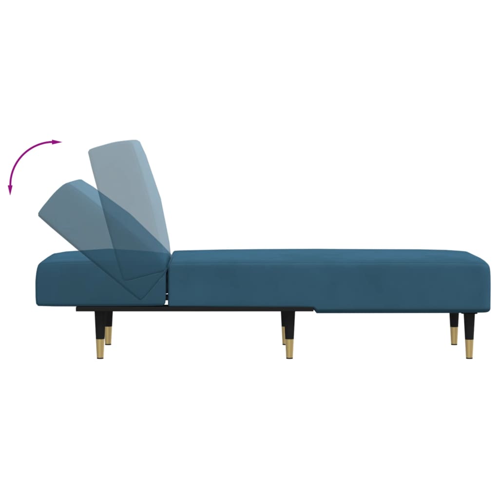 Chaiselongue Blau Samt