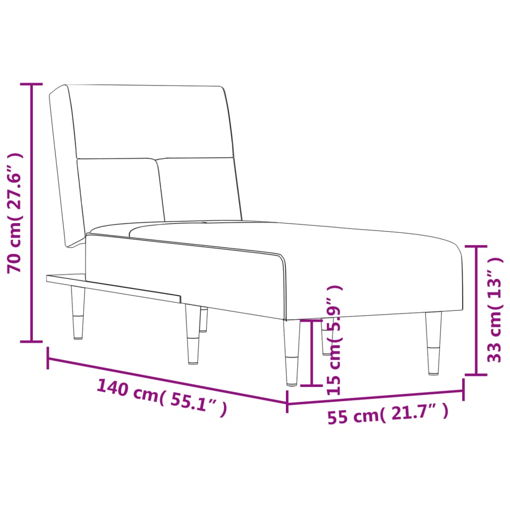 vidaXL Chaiselongue Hellgrau Samt