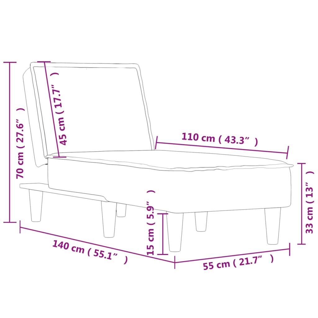 Chaiselongue Dunkelgrau Samt