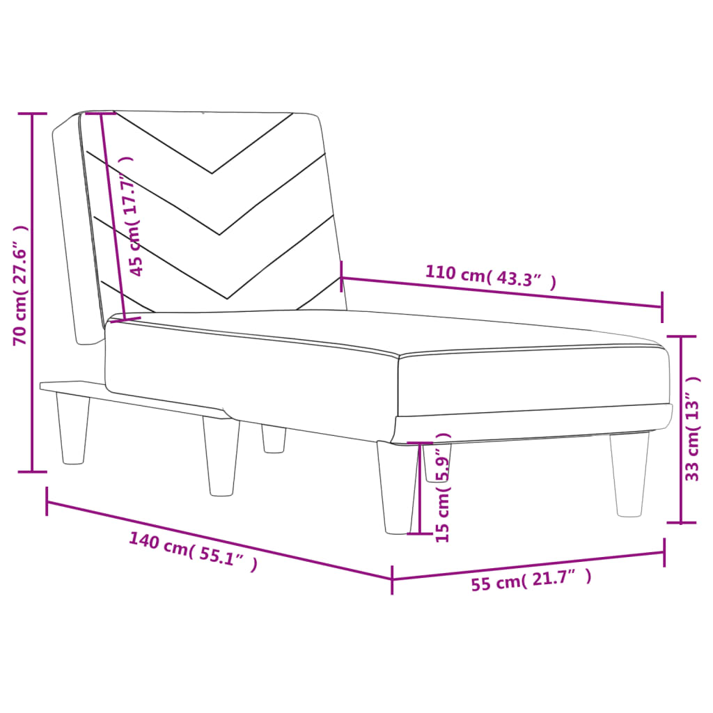 vidaXL Chaiselongue Schwarz Stoff