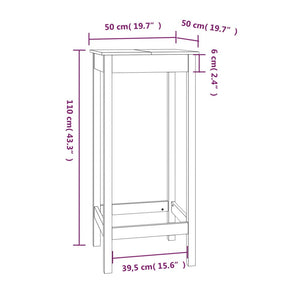 Bartisch 50x50x110 cm Massivholz Kiefer