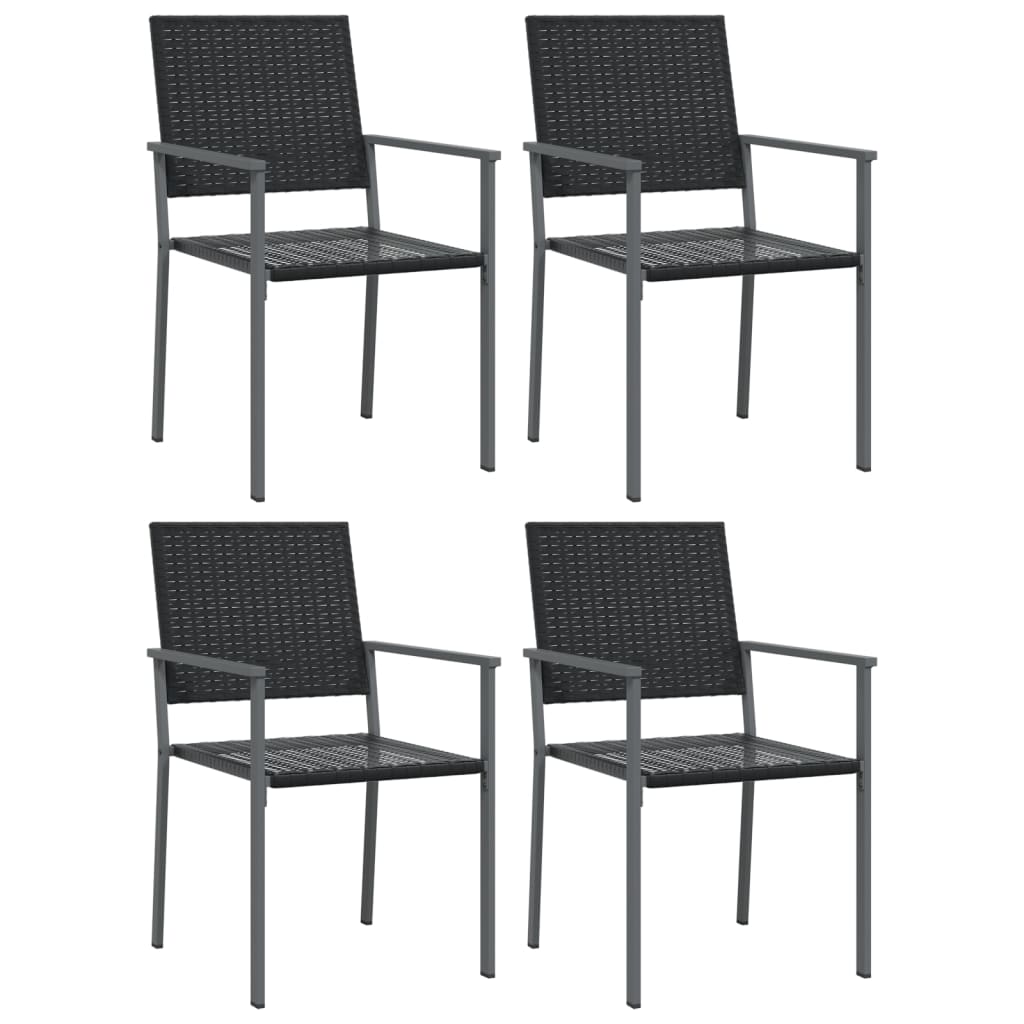 Gartenstühle 4 Stk. Schwarz 54x62,5x89 cm Poly Rattan