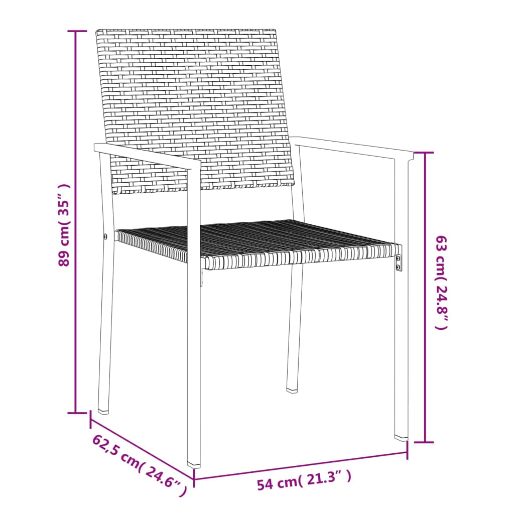 Gartenstühle 4 Stk. Schwarz 54x62,5x89 cm Poly Rattan