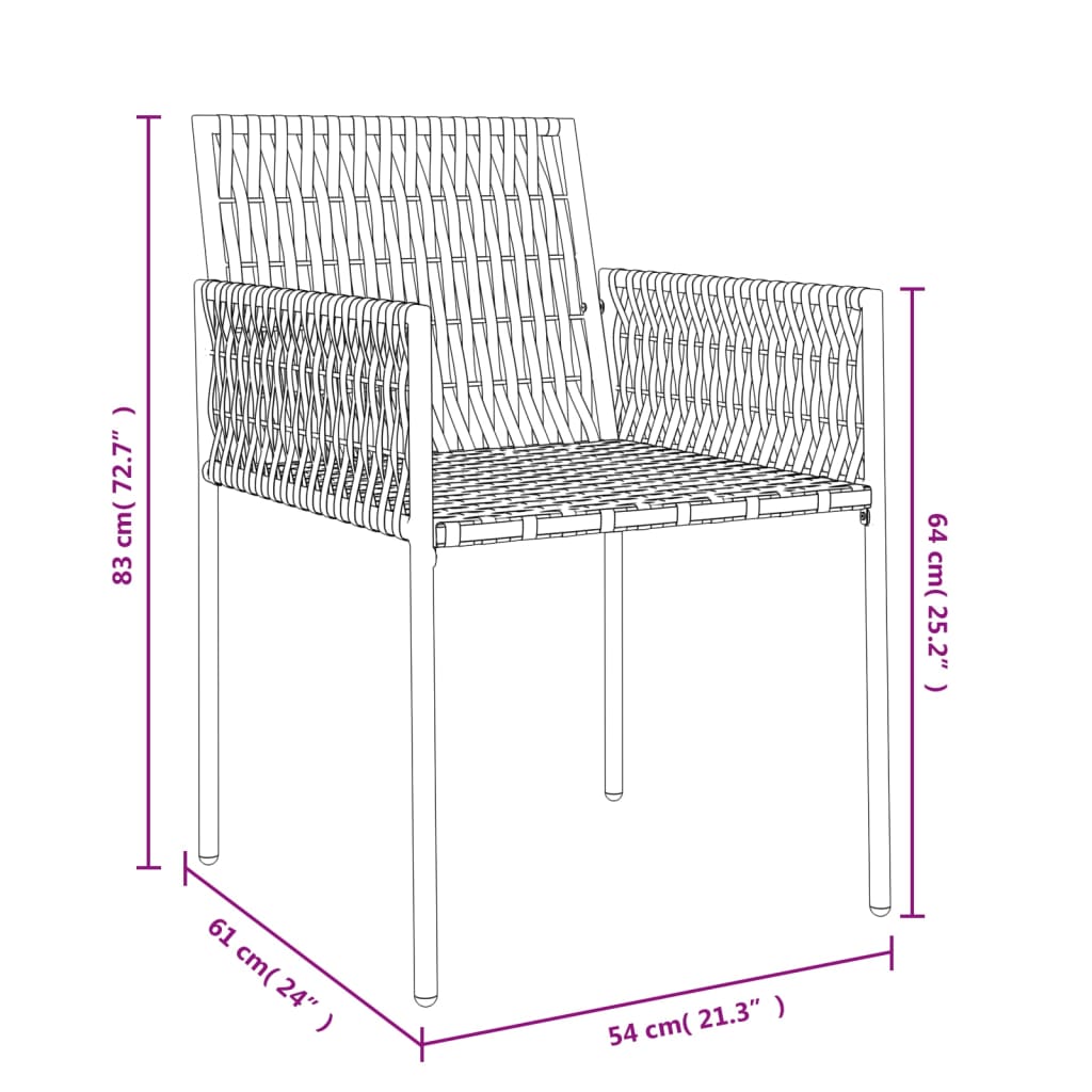 vidaXL Gartenstühle mit Kissen 4 Stk. Schwarz 54x61x83 cm Poly Rattan