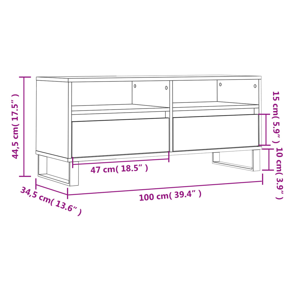 vidaXL TV-Schrank Weiß 100x34,5x44,5 cm Holzwerkstoff