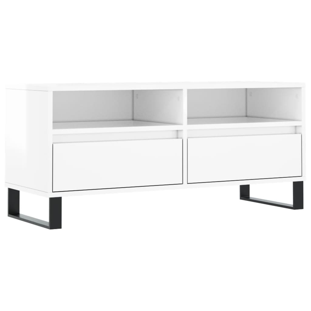 vidaXL TV-Schrank Hochglanz-Weiß 100x34,5x44,5 cm Holzwerkstoff