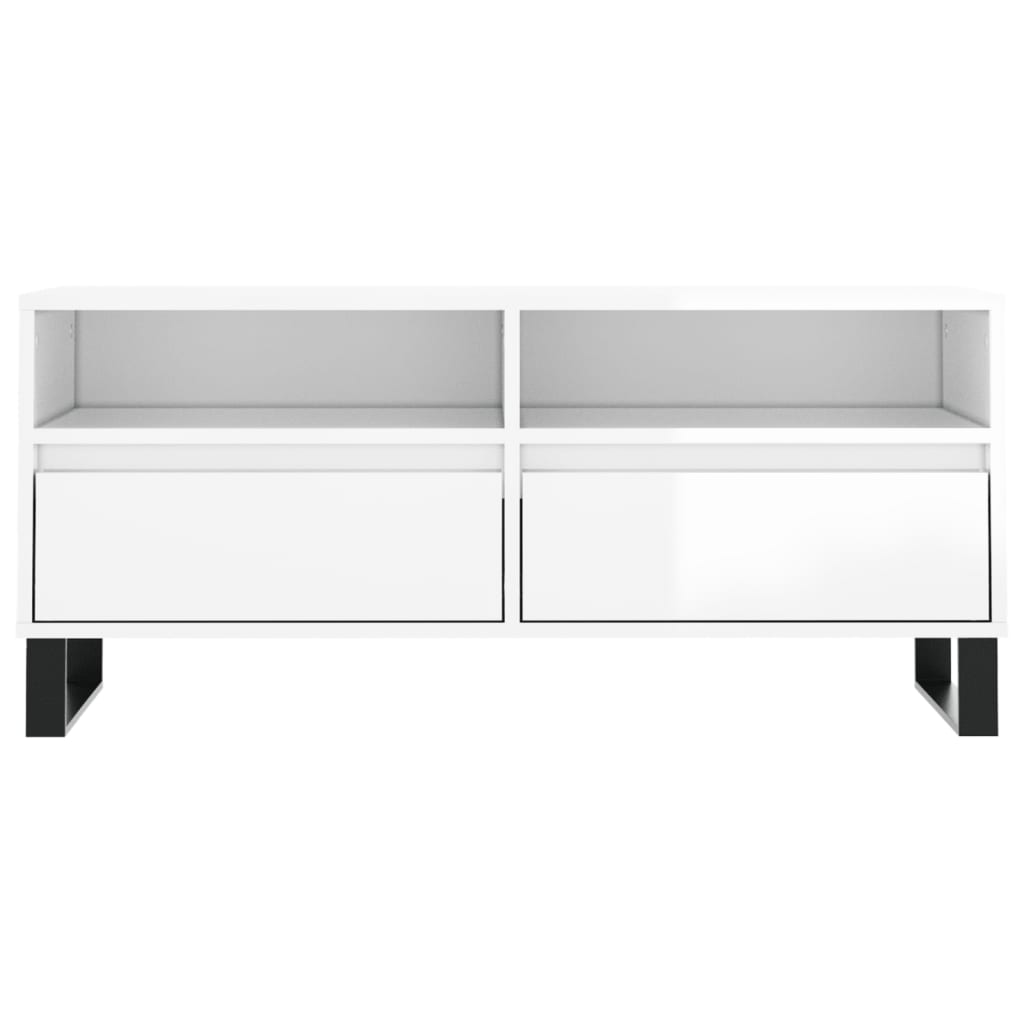 vidaXL TV-Schrank Hochglanz-Weiß 100x34,5x44,5 cm Holzwerkstoff