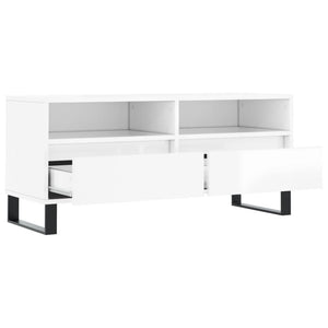 vidaXL TV-Schrank Hochglanz-Weiß 100x34,5x44,5 cm Holzwerkstoff