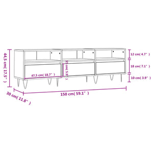 vidaXL TV-Schrank Betongrau 150x30x44,5 cm Holzwerkstoff