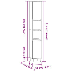 vidaXL Badschrank Räuchereiche 30x30x190 cm Holzwerkstoff