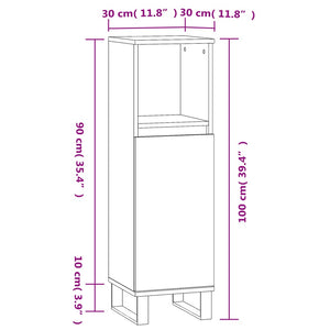 vidaXL Badschrank Räuchereiche 30x30x100 cm Holzwerkstoff